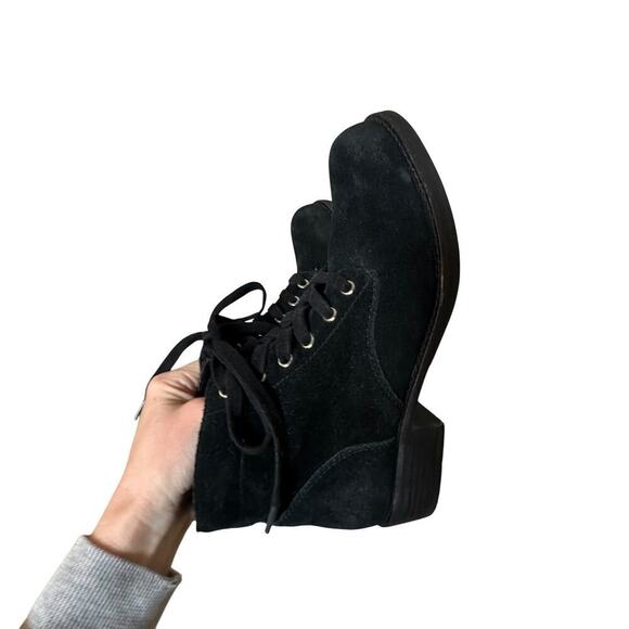 Sam Edelman Bleecker Black Suede Leather Ankle Booties Womens Sz. 7.5 Lace Up LN - Picture 5 of 16